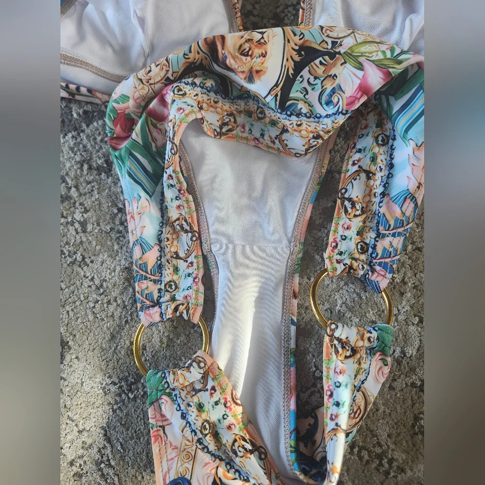 Desigual Baroque Floral Pink and Gold Bikini Set